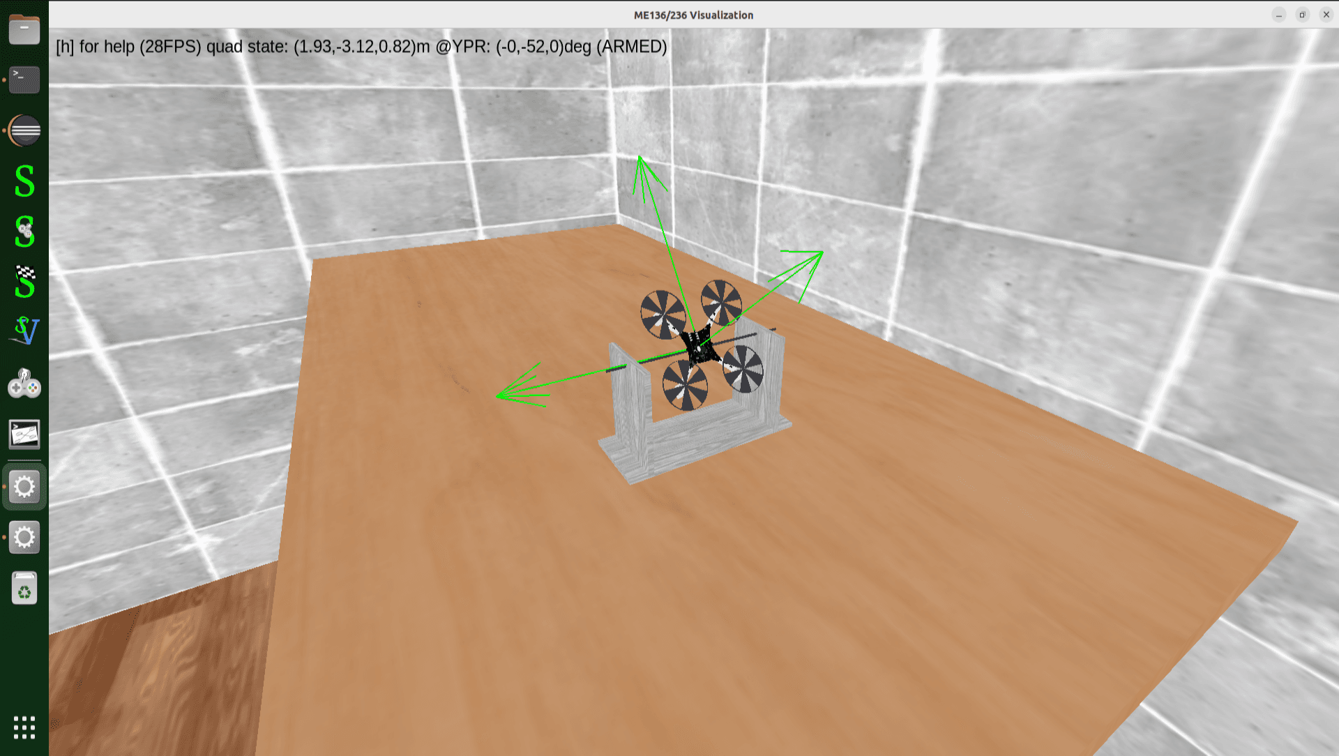 Drone Dynamics and Control Simulation ME236: pivot rig.